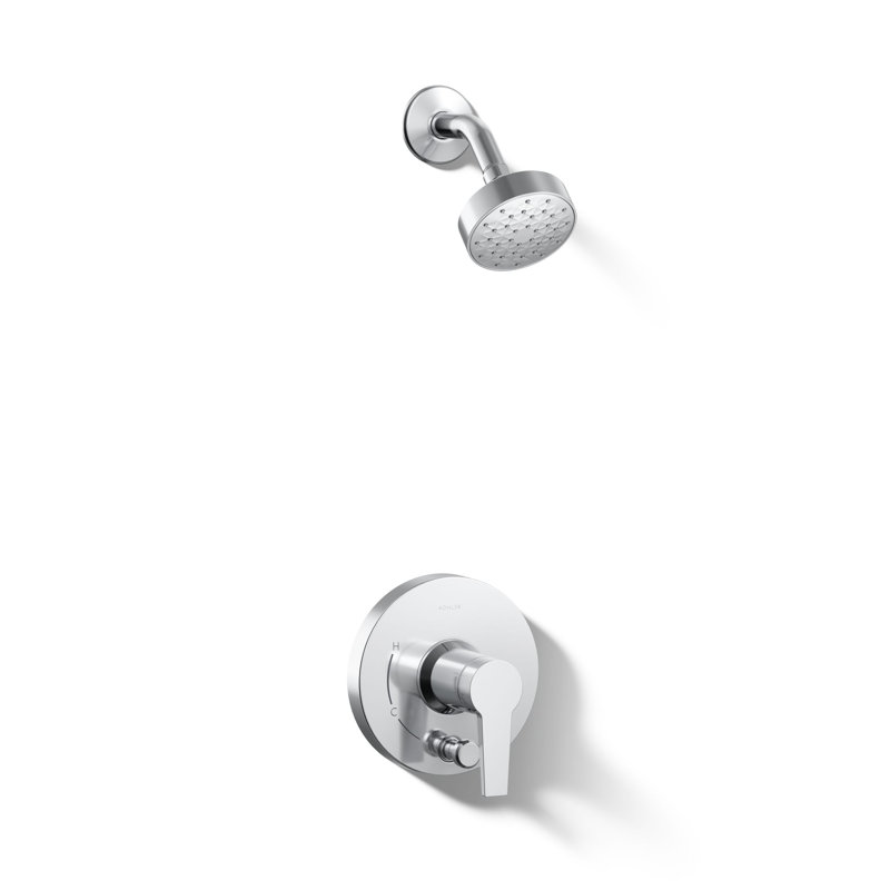 Ensemble de garniture de douche Pitch Rite-Temp avec inverseur à bouton-poussoir 2,5 gallons par minute, Chrome poli