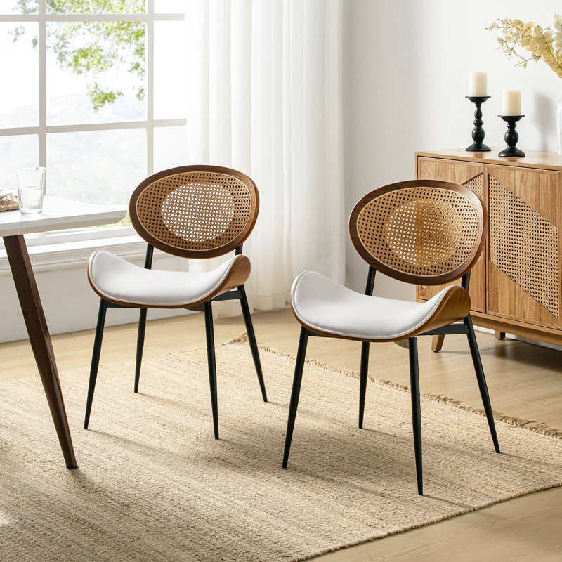 Ema Modern Faux Leather Dining Chair Set, Beige, 4