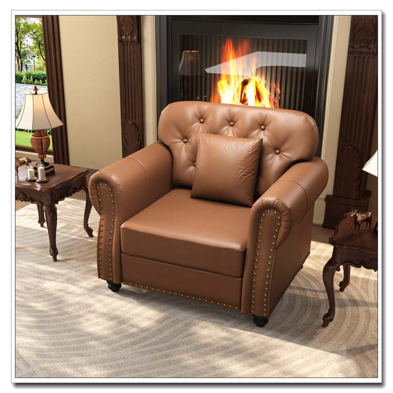Chaise rembourrée 41,3 po, Brun, Ne s’applique pas