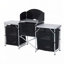 Table de cuisine pliante en aluminium pour le camping Outsunny avec pare-brise et 3 armoires fermées
