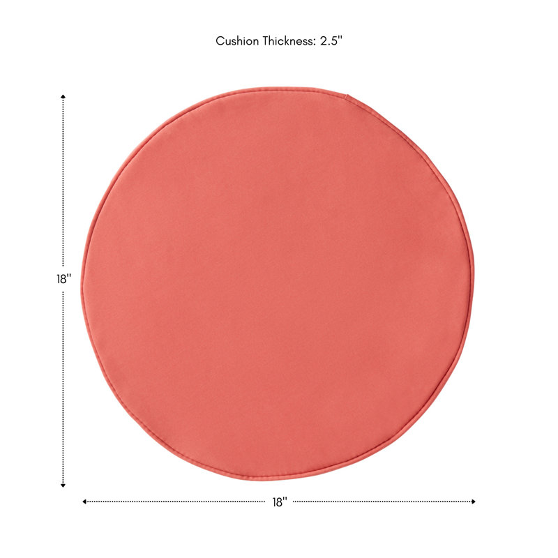 Outdoor Round Dining Chair Seat Pad, Coral