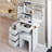 29.2" Small Size Left Bedside Cabinet Vanity Table + Cushioned Stool, 2 AC+2 USB Power Station, Hair dryer bracket, Extra Large Touch Control Sliding LED Mirror, Tri-color Switching, Brightness Adjust-1833393158