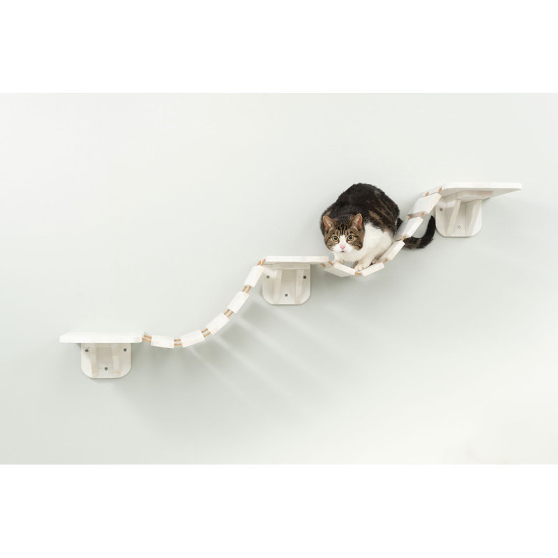 White Wall Mounted Cat Bridge with Sisal Steps