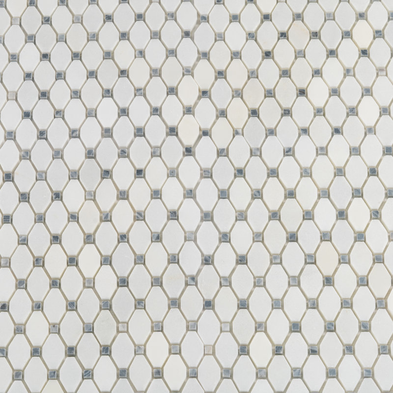11.2" x 11.6" Natural Stone Octagon and dot Mosaic Wall & Floor Tile