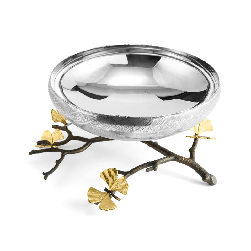 Butterfly Ginkgo Footed Bowl, 7.75" H x 17" W x 16" D