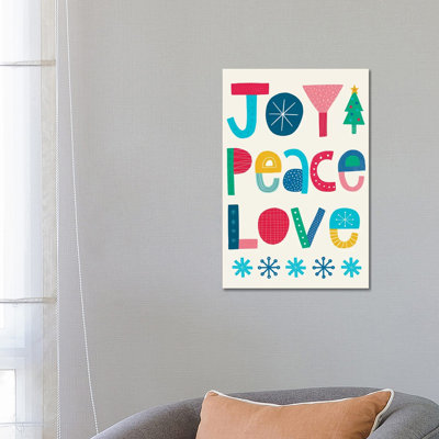 Christmas Joy Peace Love by Lisa Barlow - Wrapped Canvas Print