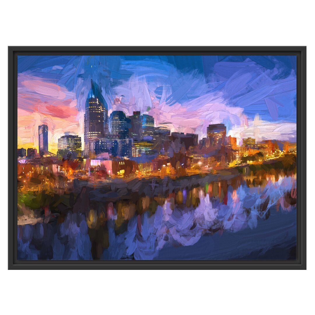 Gerahmtes Wandbild Nashville Skyline Panorama Kunst