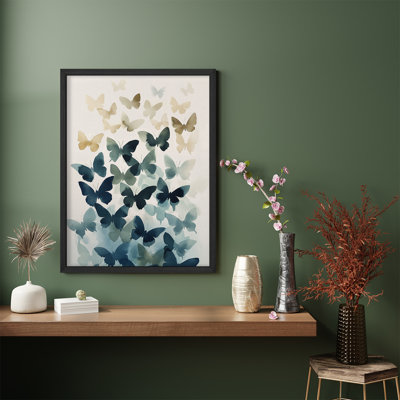 Aquarelle de papillons encadrés, reproduction d'insecte neutre à bleu pour décor de chambre de bébé scandinave ou minimaliste