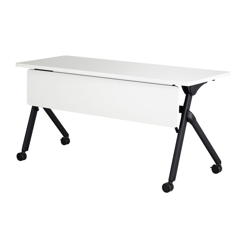 Table de formation rectangulaire avec panneau de modestie, Noir, Blanc, H 29,5 po x L 60 po x l 24 po