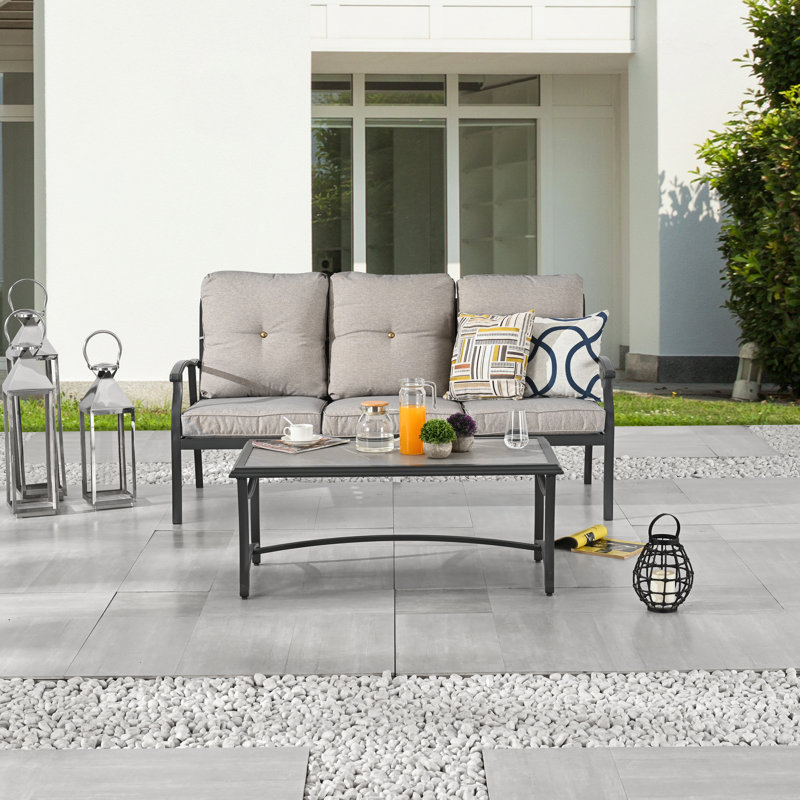 2-Piece Sofa and Coffee Table Seating Set, Gray