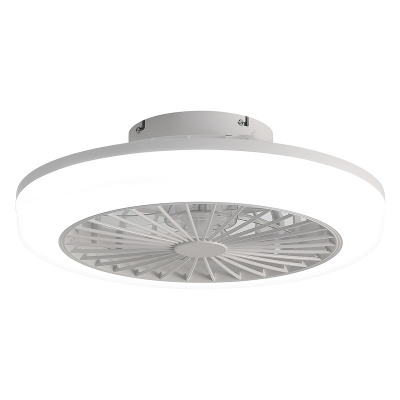 Ventilateur de plafond fermé 18 pouces avec lumière et télécommande, ventilateur encastré moderne à profil bas sans pales pour la salle à manger de la cuisine de la chambre à coucher