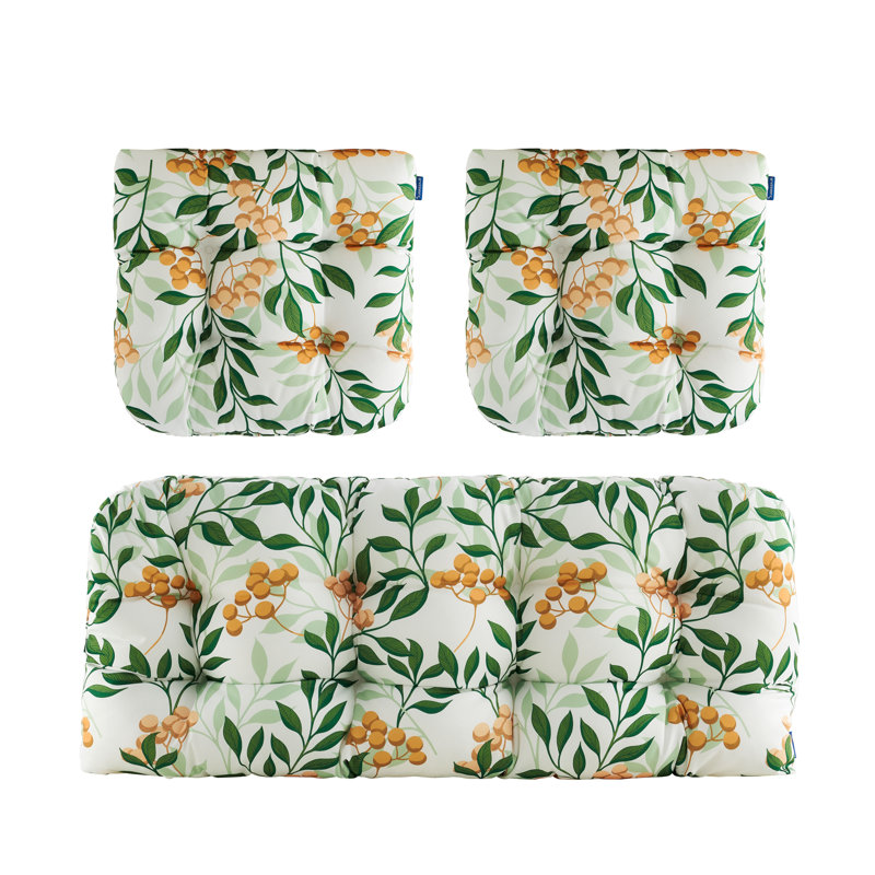 Ensemble de 3 coussins d'extérieur à causeuse, Blanc