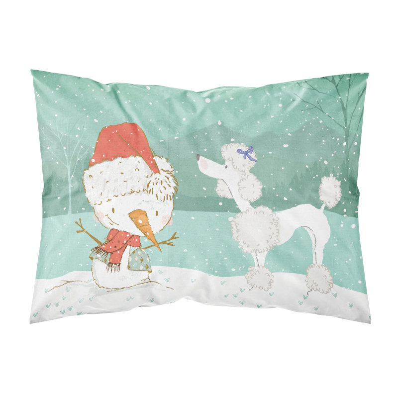 Taie d’oreiller de noël bonhomme de neige, Caniche blanc