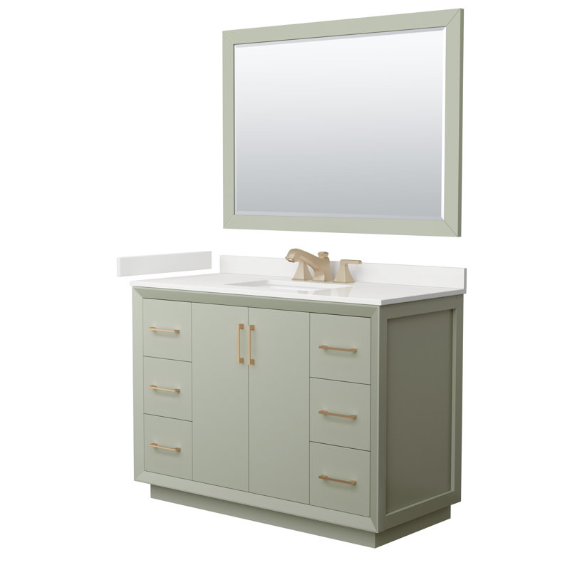 Meuble-lavabo simple avec plateau Strada 48, WDX13430, Blanc, Nickel brossé