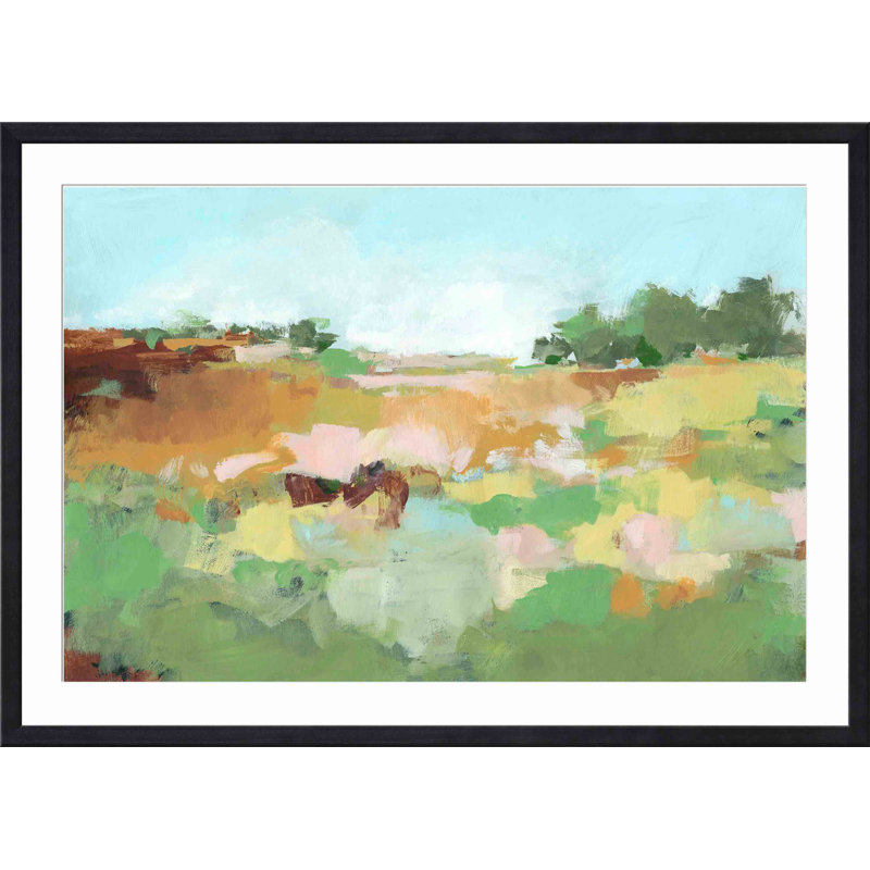 «Summer Walk II» par Christina Long - peinture encadrée, Noir, H 12 po x l 12 po