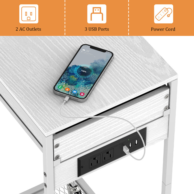 Printer Stand - White with Power Strip