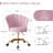 Modern Velvet Swivel Vanity Chair With Adjustable Height, Shell-shaped Upholstered Desk Chair With Gold Base And Casters-123032008