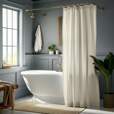 Modern Waffle Shower Curtains with Hooks Included, 71 Inches Long (1 Panel)