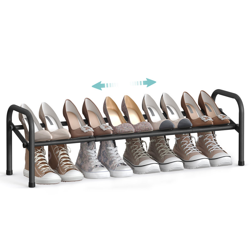 Expandable Shoe Rack, 1-Tier Metal Shoe Shelf Storage, Adjustable Shoe Organizer, Free Standing Shoe Rack For Entryway, Closet, Doorway, Easy Assembly