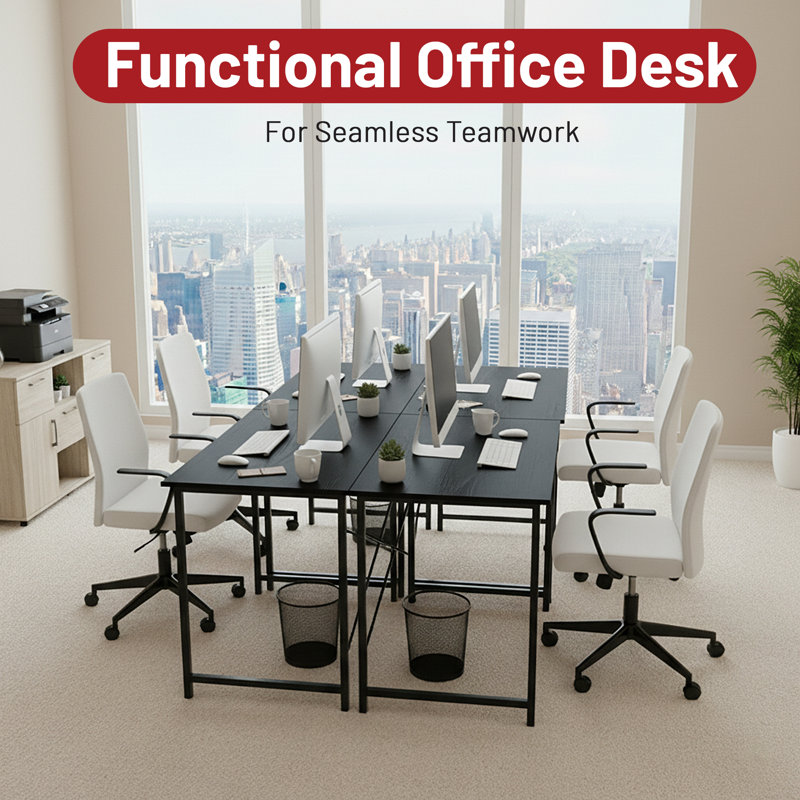 Table d'ordinateur avec bureau en métal, Noir
