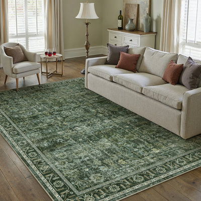 Tapis vert lavable avec envers antidérapant Ladonya