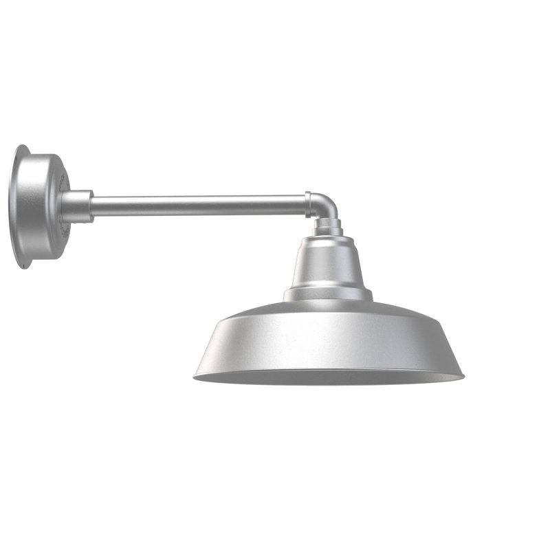 Luminaire de grange d'extérieur Vandervliet, H 10,12 po x l 14 po x P 23,5 po, Argent galvanisé