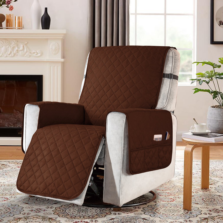 Box Cushion Recliner Slipcover Union Rustic Fabric: Brown/Beige Polyester