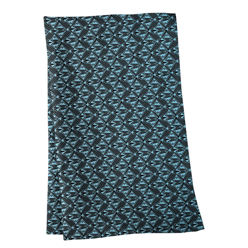 Torchon Suoz Classic Art Deco, Bleu / Noir, Polyester sergé