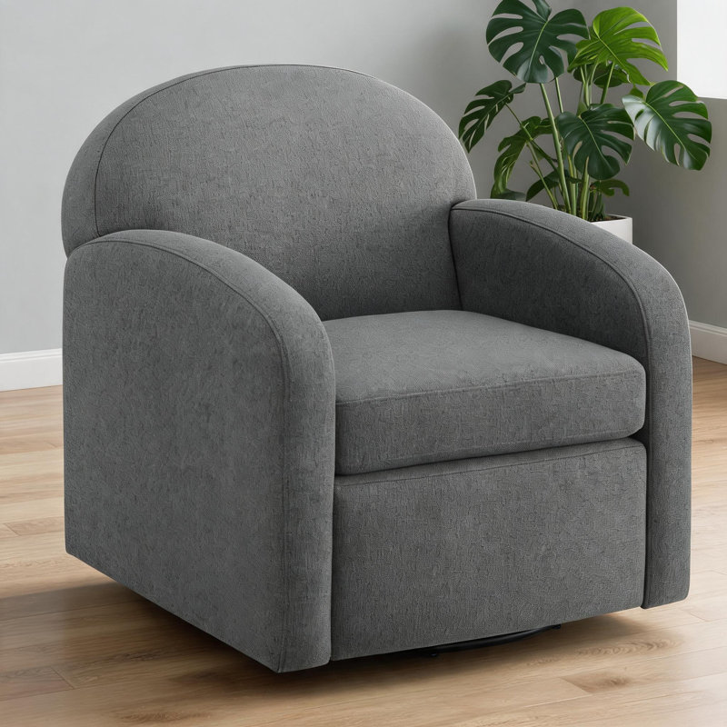 Sièges d'appoint de salon | Fauteuil demi-tonneau pivotant à 360 degrés en tissu gris froid, Gris