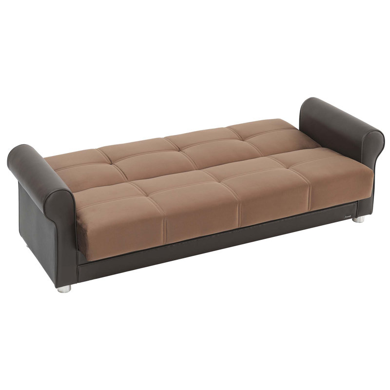 Avalon 86 in. Fabric 3-Seater Twin 3-in-1 Sleeper Sofa Bed with Storage, Nano Brown Chenille