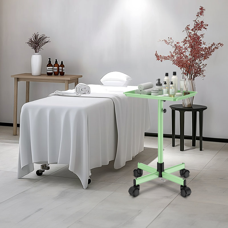 Utility Cart with Wheels Adjustable Height Storage Cart with Tray Rolling craft cart, Green