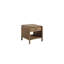 Table d'appoint Latte Waterfall, placage, courbes, style moderne et doux, tiroir et tablette de rangement, bois massif, profondeur 61 cm, hauteur 60 cm