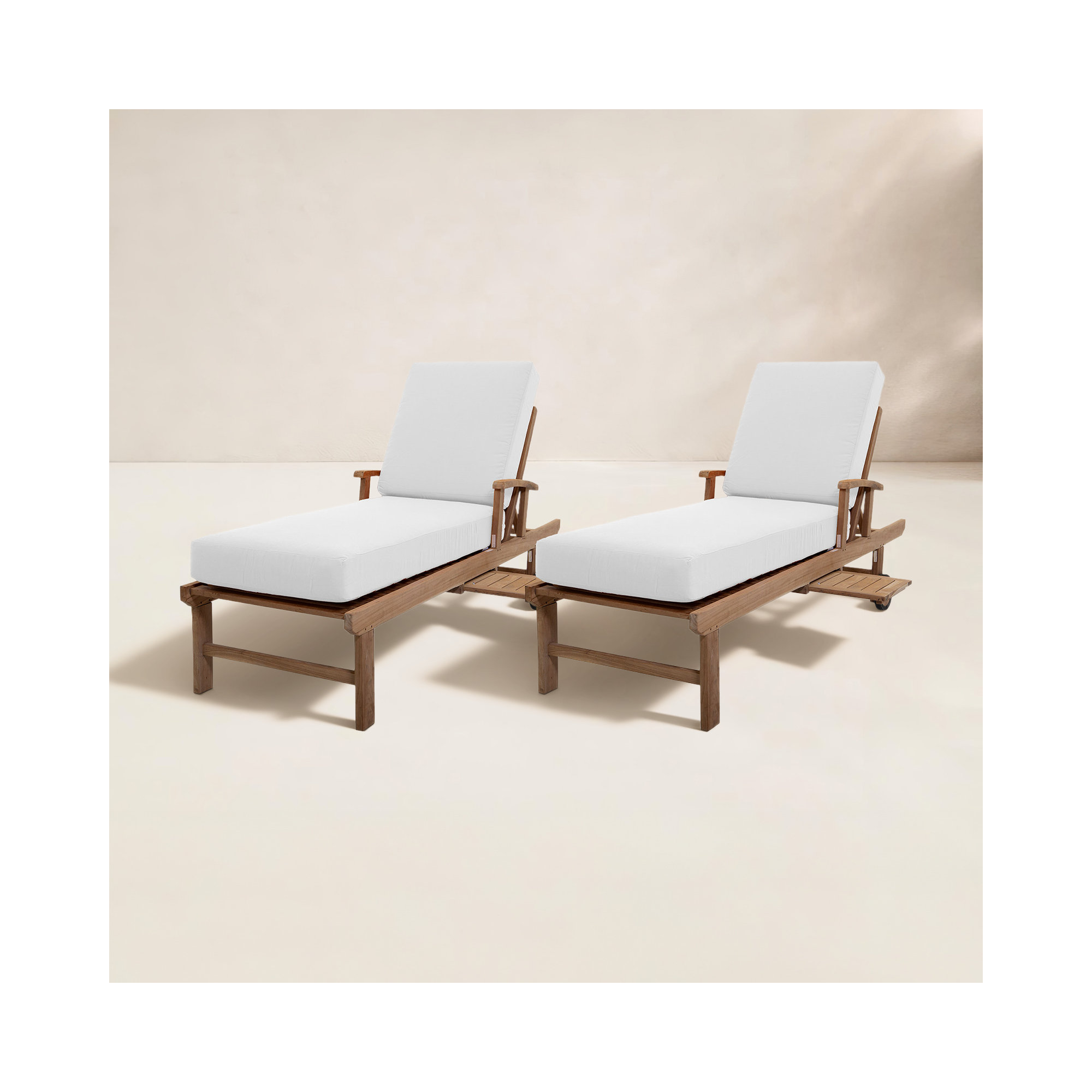 Huntington 26'' Outdoor Teak Chaise Lounge, White Sunbrella®