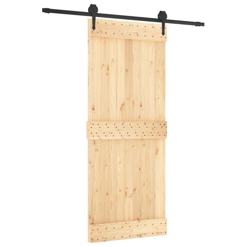Porte coulissante avec quincaillerie Vidaxl, 33,5 po x 82,7 po, Noir/naturel