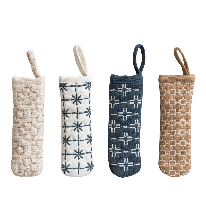 Couvre-poignée en coton avec motif brodé
