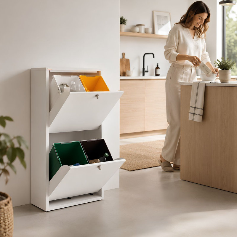 Nicoles Emi 80 Litre Multi-Compartments Trash & Recycling Bin
