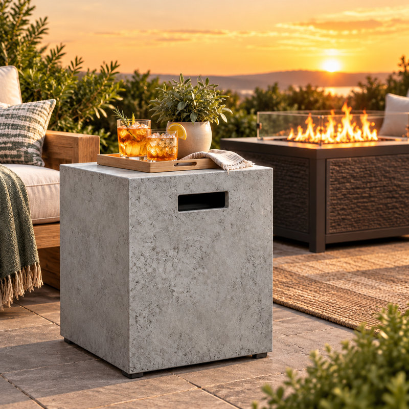 Couvercle de réservoir de propane moderne rectangulaire 16 po Romance Blaze, Dark Grey