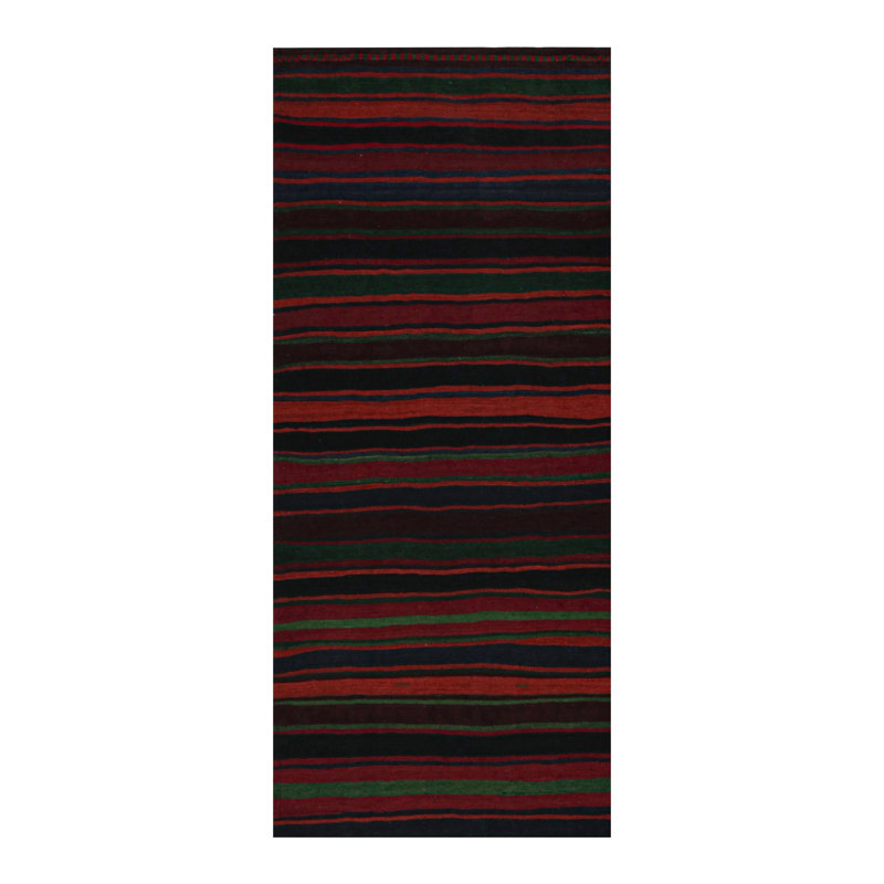 Vintage Hand Knotted Wool Striped Area Rug
