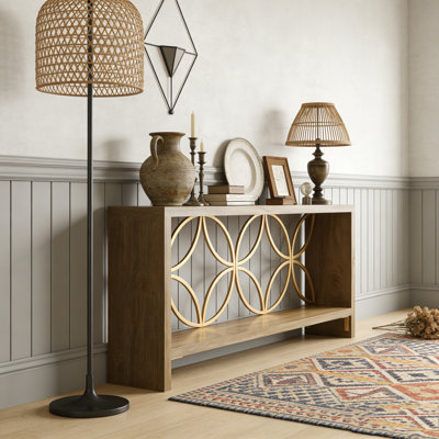Farmhouse Sofa Entryway Console Table with Storage