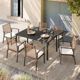6 - Person Rectangular Iron Dining Set with Cushions