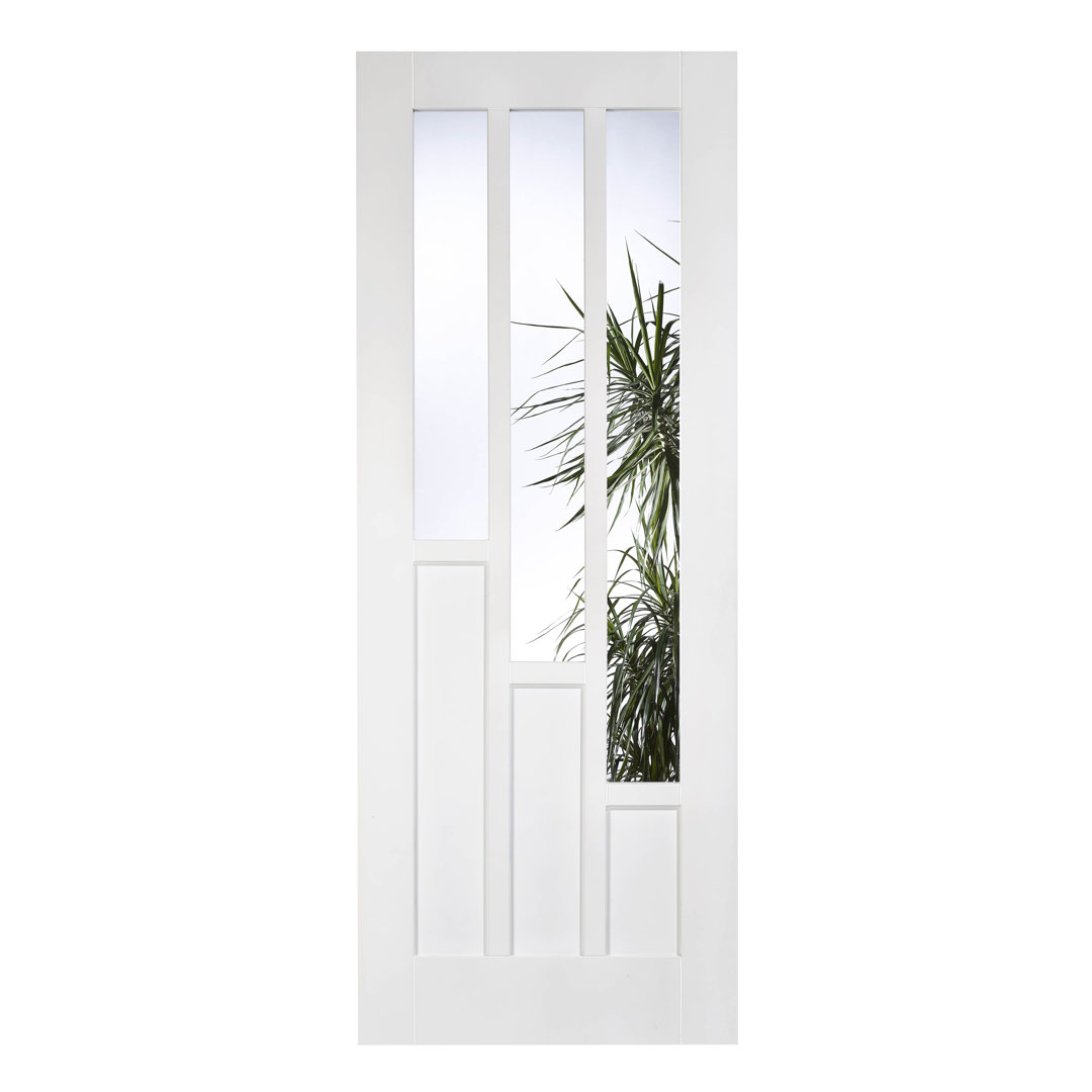Coventry 3L Clear Glazed Primed White Internal Door