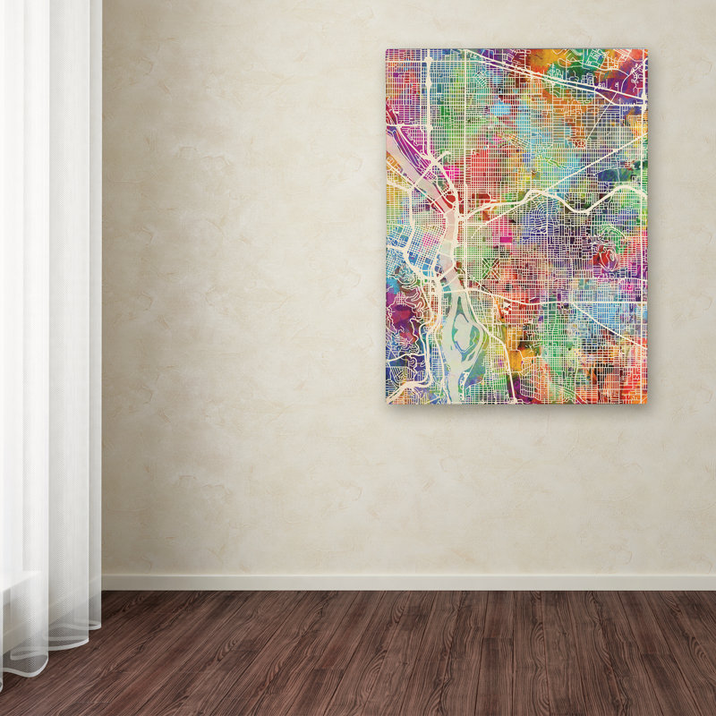 « portland oregon street map », reproduction d’impression sur toile, H 32 po x l 24 po x P 2 po