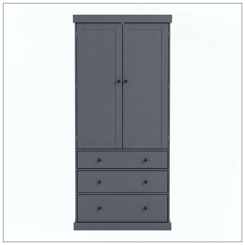 Armoire de cuisine Farmhouse, armoire de rangement haute autoportante avec 3 tablettes réglables, 8 tablettes de porte, 3 tiroirs pour la cuisine, la salle à manger