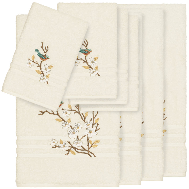 Ensemble de serviettes en coton turc 8 pièces Spring Time, Crème