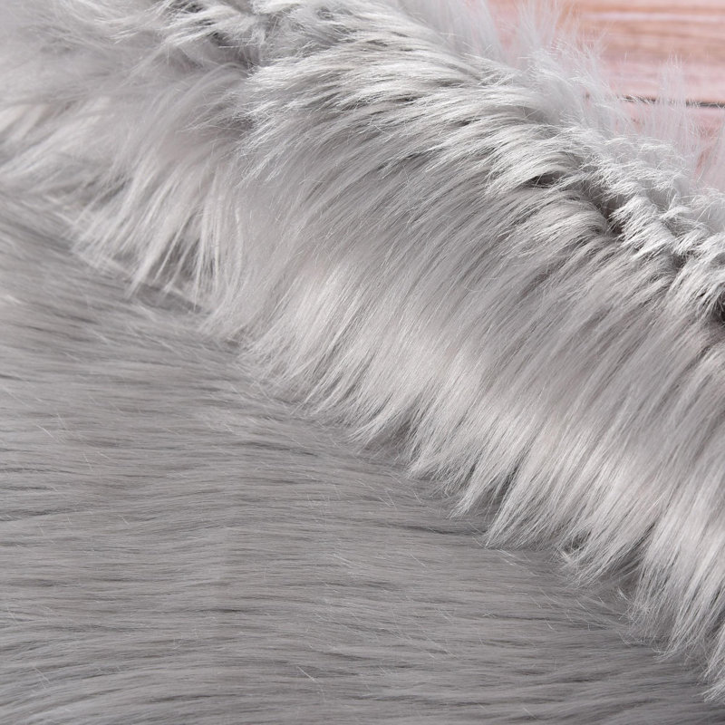 Glendine Faux Sheepskin Indoor Rug, Rectangle 6'6" x 10'