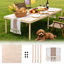 60" X 30" Boho Low Picnic Table, Portable Wooden Folding Picnic Table With Table Runner For Camping, Beach, Garden, Picnic, Party, Indoor & Outdoor Use, Seats 6-8 People, 8-leg Design