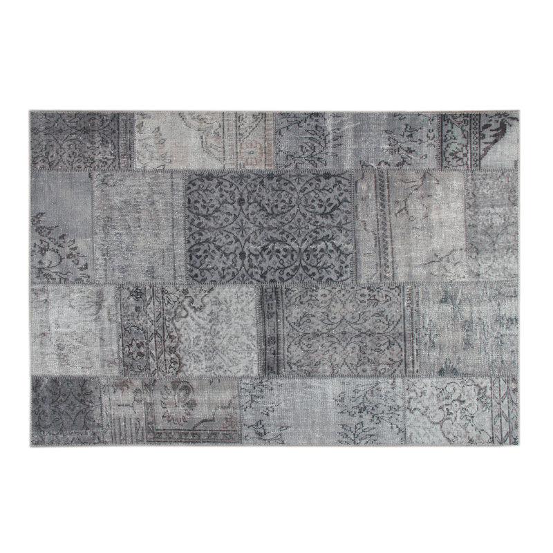 Tapis gris en polyester tissé à plat Keener, Tapis de couloir 2 pi 6 po x 9 pi 10 po