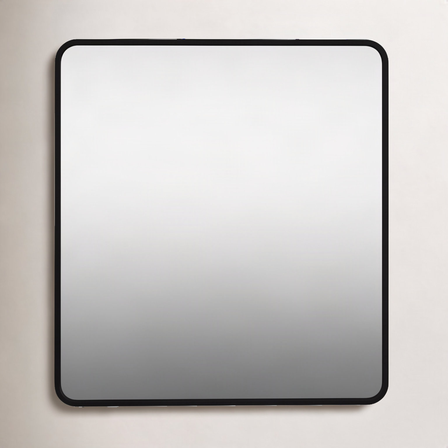 Sabine Metal Rounded Rectangle Wall Mirror, 40" x 36", Black