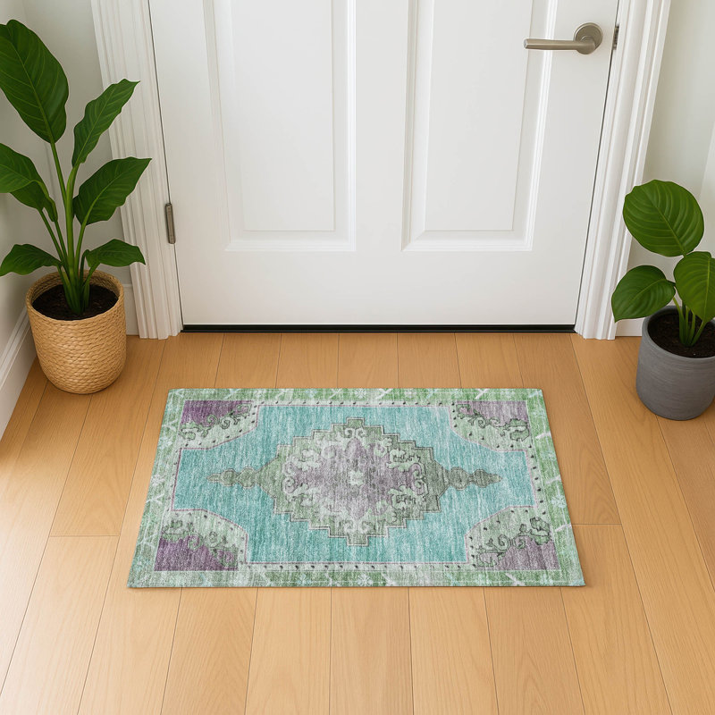 Premium Machine Washable Lubbers AMF1731 Global Rug, Rectangle 1'8" x 2'6"