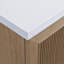 Meuble-lavabo autoportant en bois massif café clair avec plateau blanc-133284906